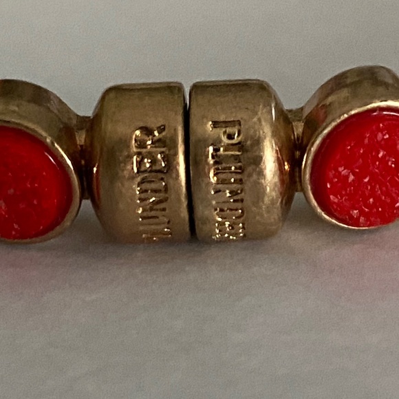 Plunder Red Druzy Magnetic Bracelet Goldtone - Picture 9 of 14